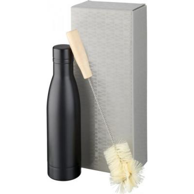 Image of Engraved Vasa Reusable Insulated Bottle With Cleaning Brush Black