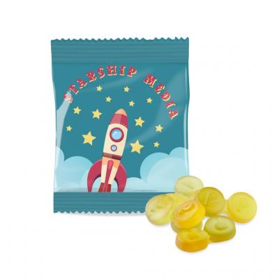 Image of Promotional Vegan Fruit Gum Pastilles Sweets In A Printed Flow Bag