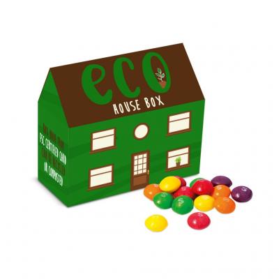 Image of Promotional Eco House Shaped Gift Box Filled With Vegan Sweets