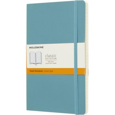 Image of Embossed Moleskine Classic Large Notebook Soft Cover Ruled Pages Reef Blue