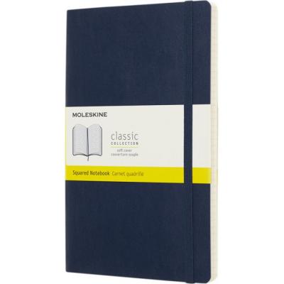 Image of Promotional Moleskine Classic Large Notebook Soft Cover Squared Pages Sapphire Blue