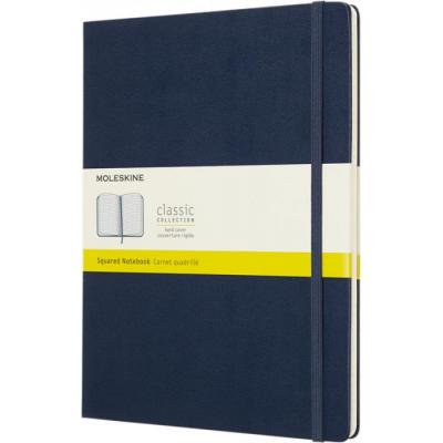 Image of Branded Moleskine Classic XL Notebook Hard Cover Squared Pages Sapphire Blue