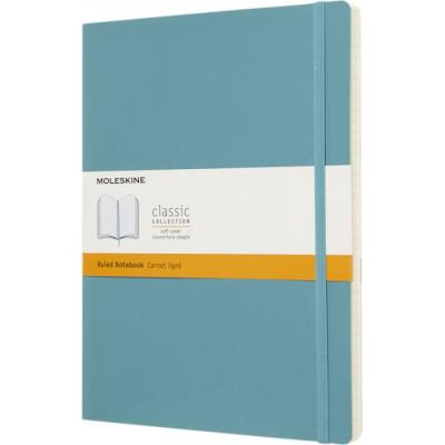 Image of Embossed Moleskine Classic Notebook XL Soft Cover Ruled Paper Reef Blue