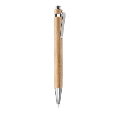 Image of Engraved Bamboo Pen With Shinny Chrome Fittings