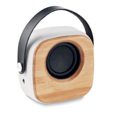 Image of Branded Bamboo Wireless Speaker With Carry Strap