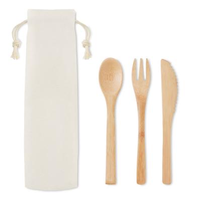 Image of Promotional Bamboo Cutlery In Canvas Pouch