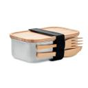 Image of Promotional Stainless Steel Lunchbox With Bamboo Lid And Cutlery