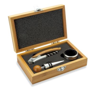 Image of Promotional Bamboo Gift Box With Wine Accessory Set