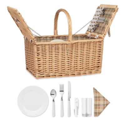 Image of Promotional Picnic Wicker Basket With Accessories For Four Persons