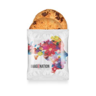 Image of Branded Flow Bag Containing 2 Maryland Cookie. Full Colour Print