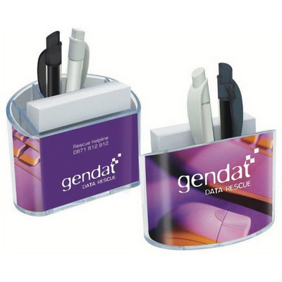 Image of Branded pen holder pot with memo note paper