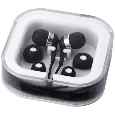 Image of Promotional Coloured Earphones - Printed case Coloured Earbuds black, blue, green, pink, red, white, yellow
