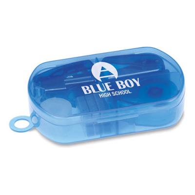 Image of Branded stationery set in transparent blue case