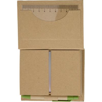 Image of Promotional Cardboard memo holder with ruler, sticky notes & pen