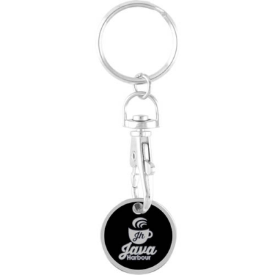 Image of Promotional Trolley Coin Keychain Soft Enamel. New One Pound Trolley Coins Now Available