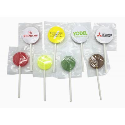 Image of Promotional Lollipop - Flat Lollipops, custom Shaped Lollipops Printed Wrapper