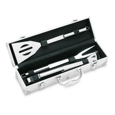 Image of Branded BBQ Set.Promotional ASADOR 3 Piece BBQ Set with Aluminium Case.