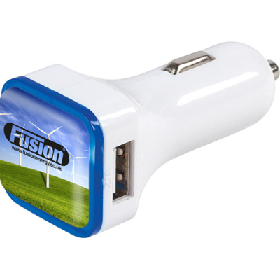 Image of Full Colour Printed Dual Port Car Charger. Quick Turnaround 