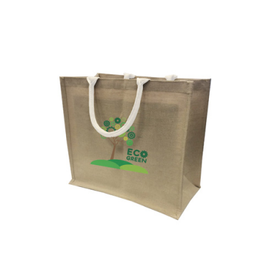 Image of Promotional Jute Bag Large Natural Jute Shopper With Gusset