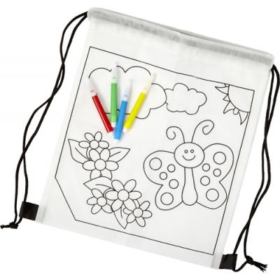 Image of Branded Kids Colour In Drawstring Bag With Colouring Pens