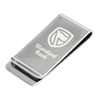 Image of Promotional Metal Money Clip Shiny Metal Engraved