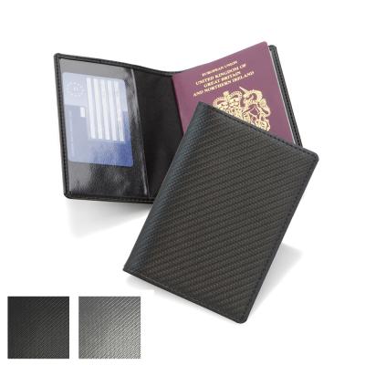 Image of Promotional Passport Wallet Holder With Carbon Fibre Textured Finish