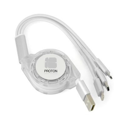 Image of Promotional pull reel charger cable 3-in-1 