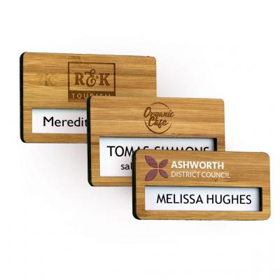 Image of Promotional Name Badges Bamboo With Window