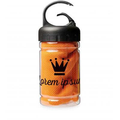 Image of Promotional Gym Towel Present In Container With Carabiner Clip