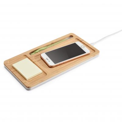 Image of Promotional Bamboo Desk Organiser With Wireless Charger