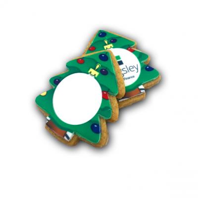 Image of Promotional Christmas Tree Shortbread With Edible Logo Printed