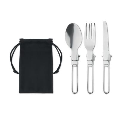 Image of Promotional Metal Camping Cutlery In Recycled Pouch
