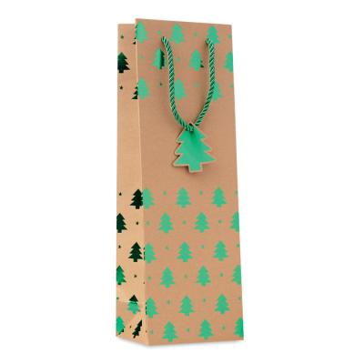 Image of Promotional Christmas Wine Gift Bag With Seasonal Decoration