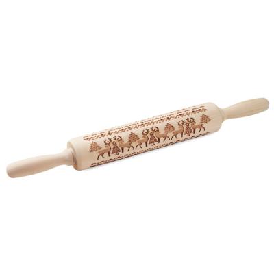 Image of Promotional Christmas Wooden Pastry Rolling Pin With Debossed Festive Pattern
