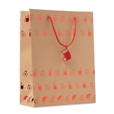 Image of Promotional Sparkle Christmas Gift Bag With Festive Pattern 