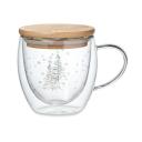 Image of Promotional Eco Christmas Tree Mug Borosilicate Glass With Bamboo Lid