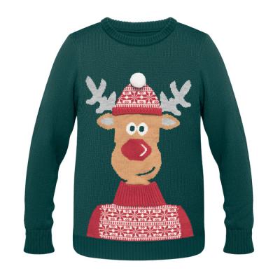 Image of Promotional Christmas Jumper Green Reindeer Design 