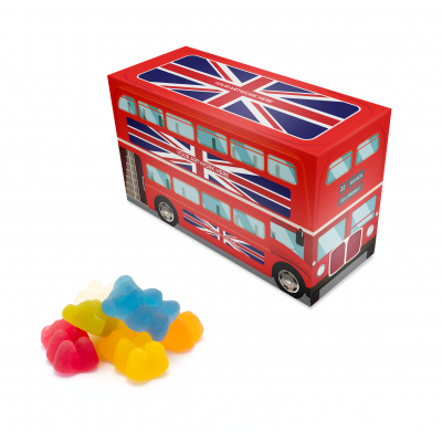 Image of Promotional Eco Union Jack Bus Filled With Sweets