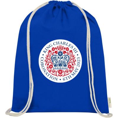 Image of King Charles Coronation Promotional Drawstring Bags Orissa GOTS Organic Cotton Drawstring Bag