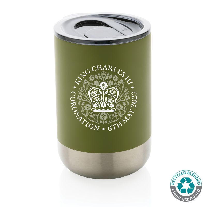 Image of King Charles Coronation Promotional Eco Insulated Take Out Mug Recycled Stainless Steel 