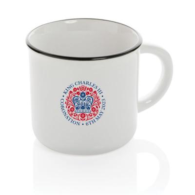 Image of King Charles Coronation Promotional Camping Mug Vintage Ceramic Mug Campfire Style