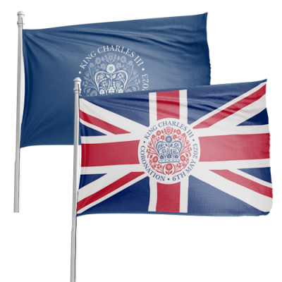 Image of King Charles Coronation Promotional union jack flag Hand Flags