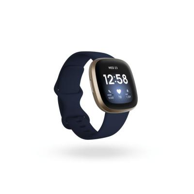 Image of Fitbit Versa 3 GPS Smartwatch Midnight Soft Gold Aluminium