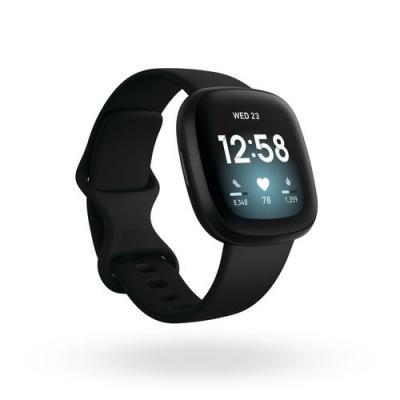 Image of Fitbit Versa 3 GPS Smartwatch Black Aluminium