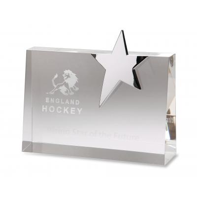 Image of 15cm Optic Horizontal Rectangle Award with Silver Star 