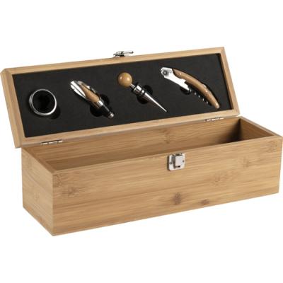Image of Promotional Wine Accessory Set In Bamboo Gift Box