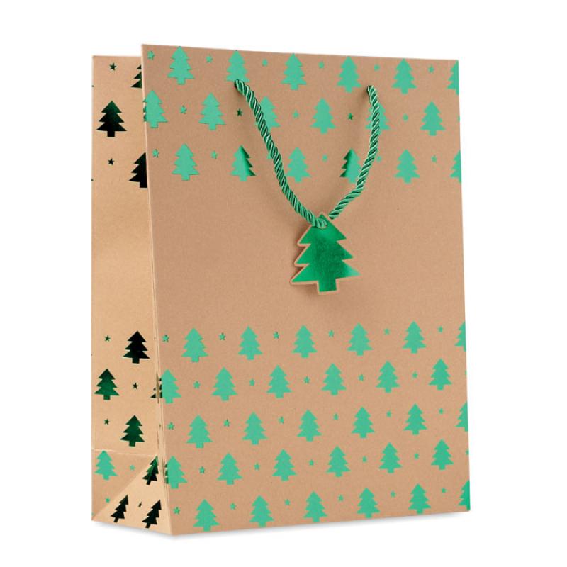 Image of SPARKLE Paper Gift Bag With Christmas Trees