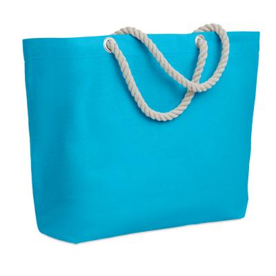 Image of MENORCA Cotton Beach Bag With Cord Handle Turquoise