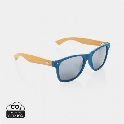 Image of Bamboo and RCS recycled plastic sunglasses blue