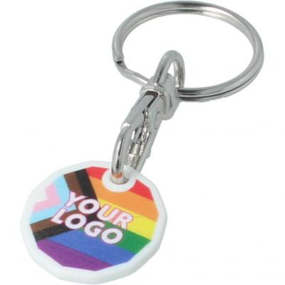 Image of Pride Rainbow Trolley Coin Keyring Recycled